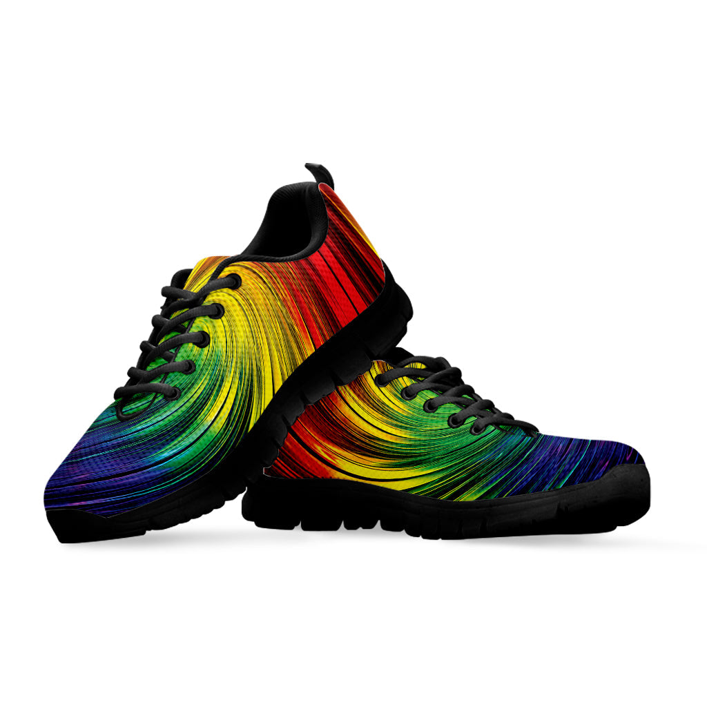 Colorful Swirl Print Black Running Shoes