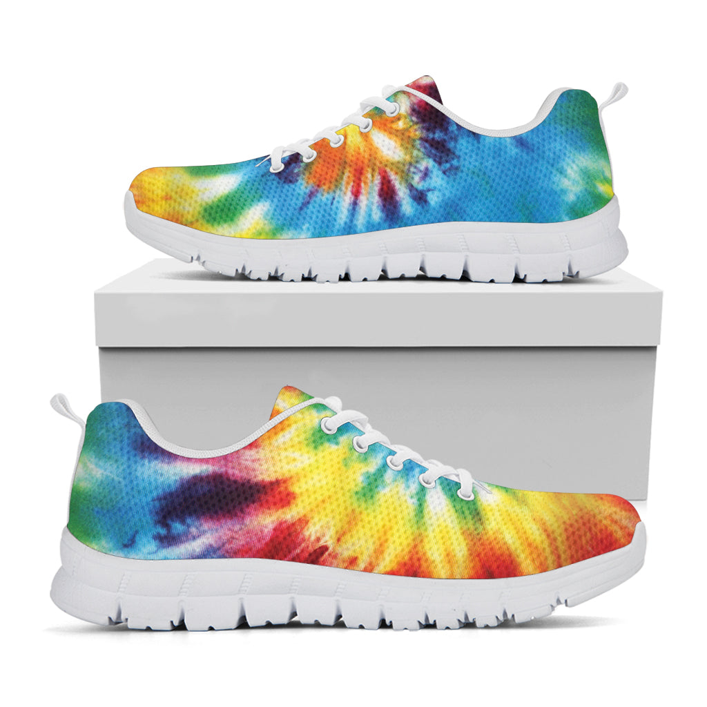 Colorful Tie Dye Print White Running Shoes