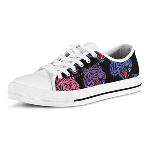 Colorful Tiger Head Pattern Print White Low Top Sneakers