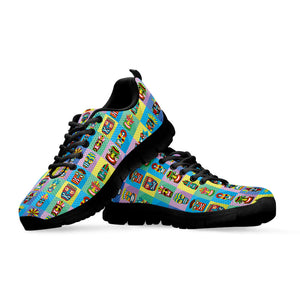 Colorful Tiki Pattern Print Black Running Shoes