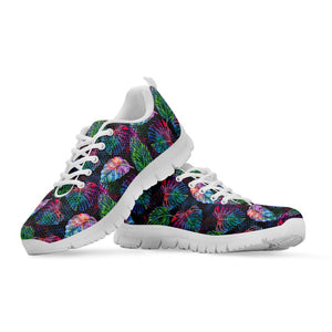 Colorful Tropical Leaves Pattern Print White Running Shoes