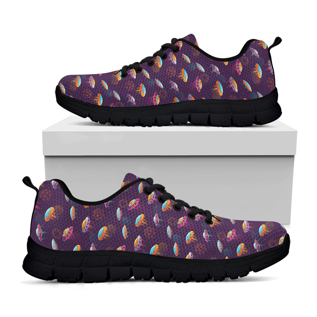 Colorful UFO Pattern Print Black Running Shoes