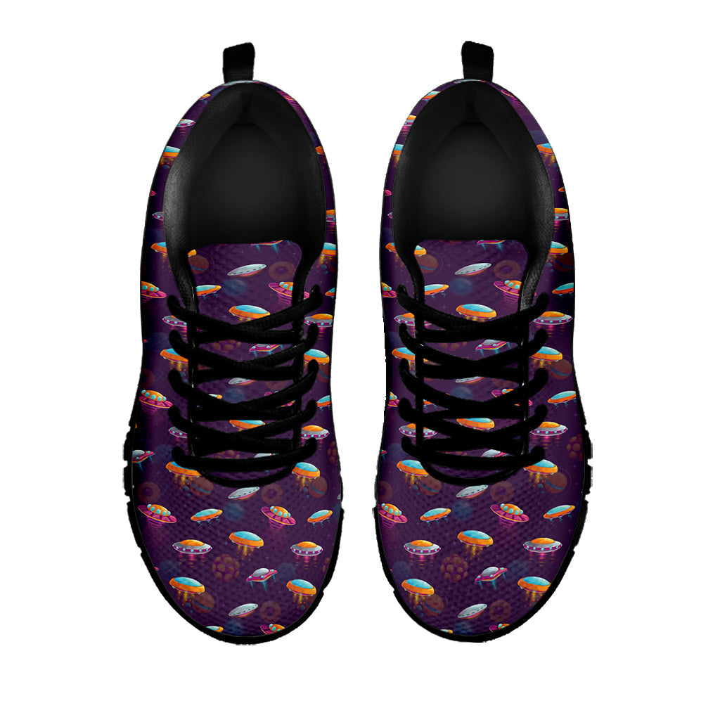 Colorful UFO Pattern Print Black Running Shoes