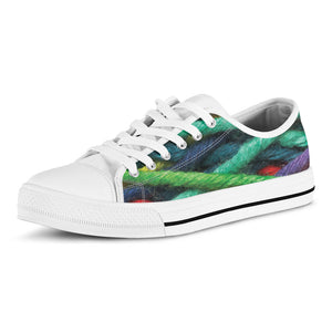 Colorful Yarn Print White Low Top Sneakers