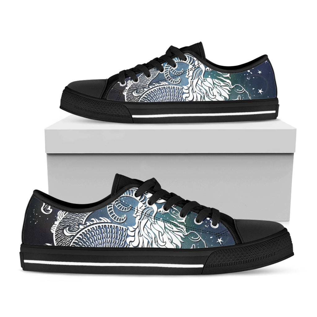 Constellation Of Capricorn Print Black Low Top Sneakers