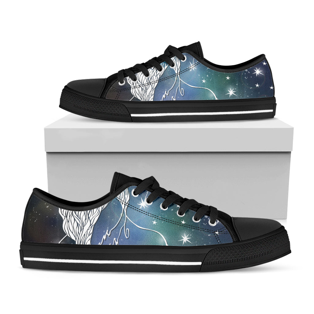 Constellation Of Leo Print Black Low Top Sneakers