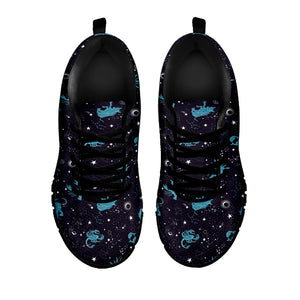 Constellation Zodiac Signs Pattern Print Black Running Shoes