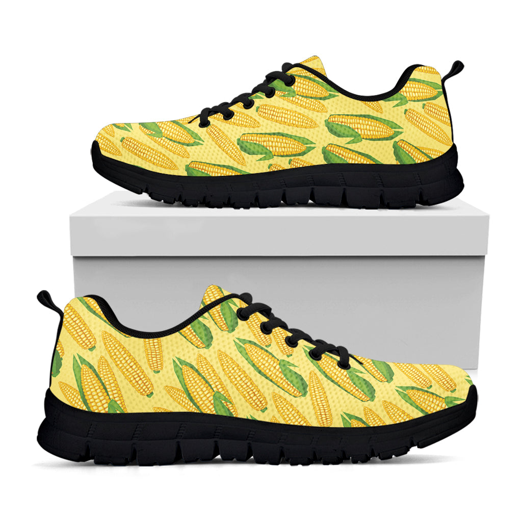 Corn Cob Pattern Print Black Running Shoes