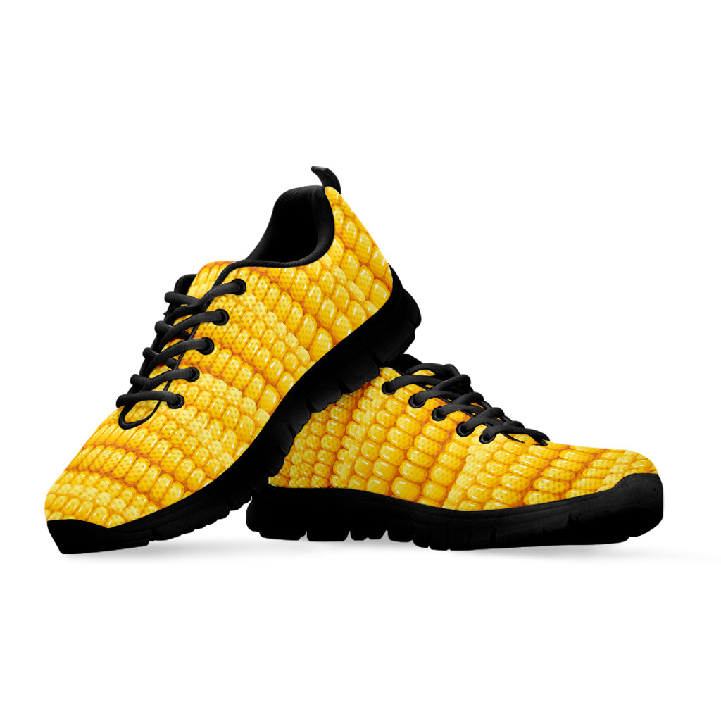 Corn Pattern Print Black Running Shoes