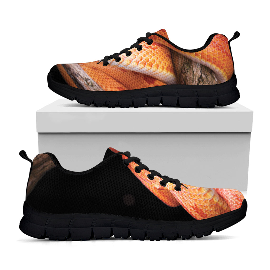 Corn Snake Print Black Running Shoes