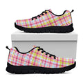 Cotton Candy Pastel Plaid Pattern Print Black Running Shoes