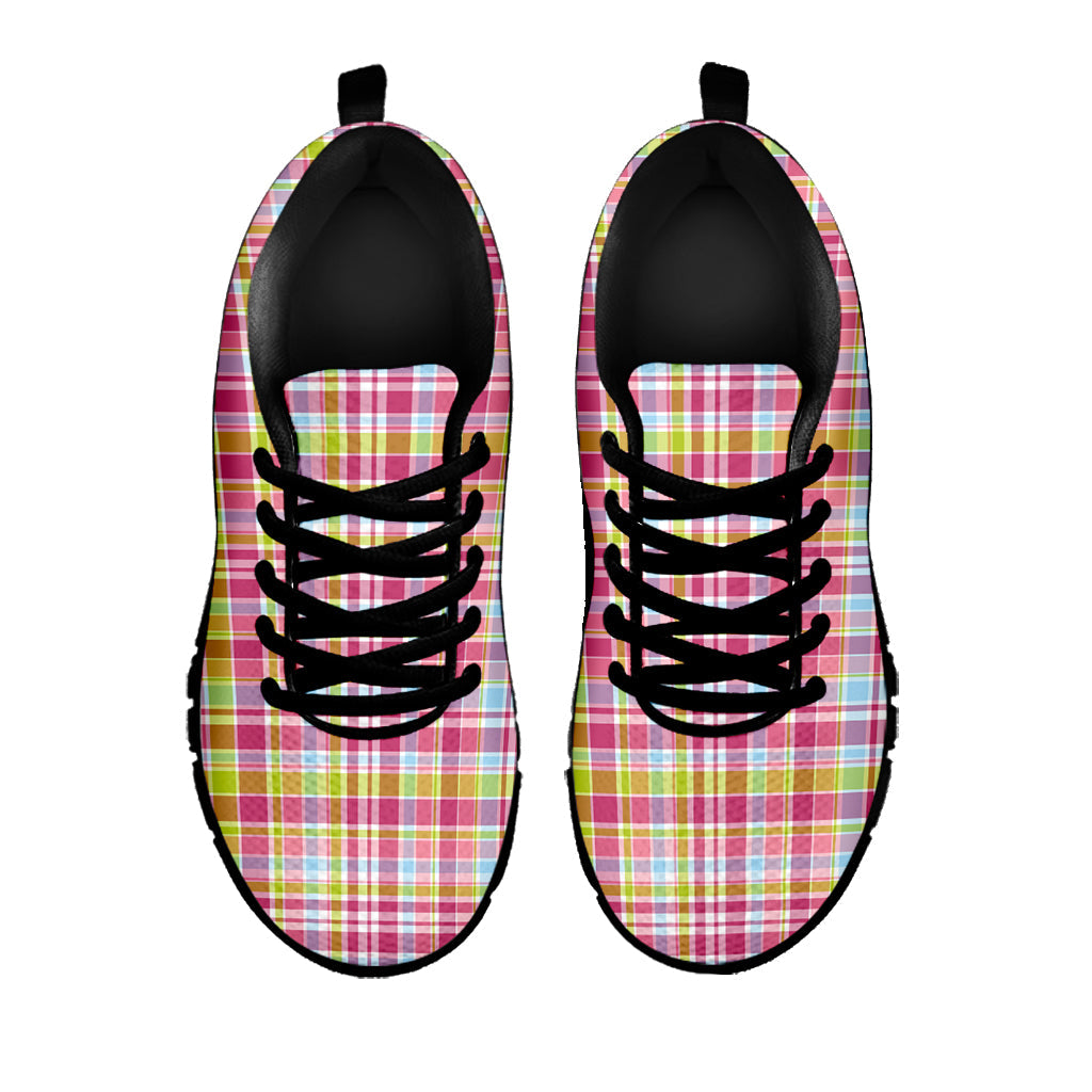 Cotton Candy Pastel Plaid Pattern Print Black Running Shoes