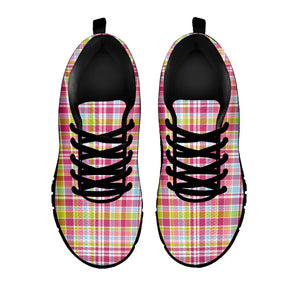 Cotton Candy Pastel Plaid Pattern Print Black Running Shoes