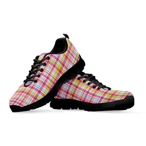 Cotton Candy Pastel Plaid Pattern Print Black Running Shoes