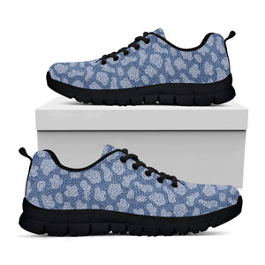 Cow Denim Jeans Pattern Print Black Running Shoes