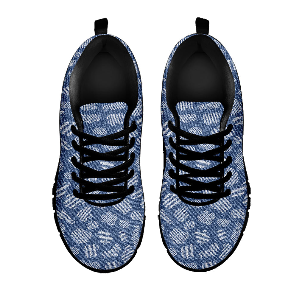 Cow Denim Jeans Pattern Print Black Running Shoes