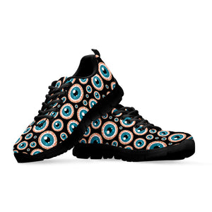 Creepy Eyeball Pattern Print Black Running Shoes
