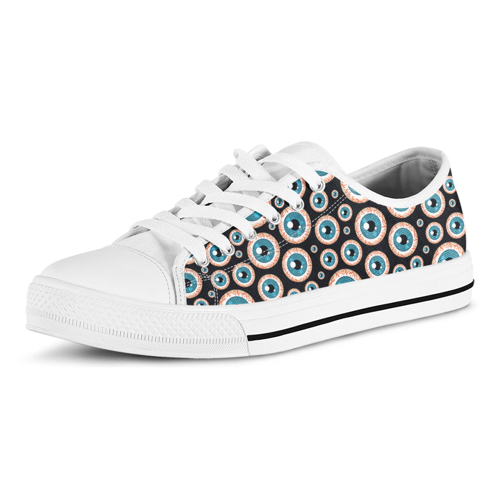 Creepy Eyeball Pattern Print White Low Top Sneakers