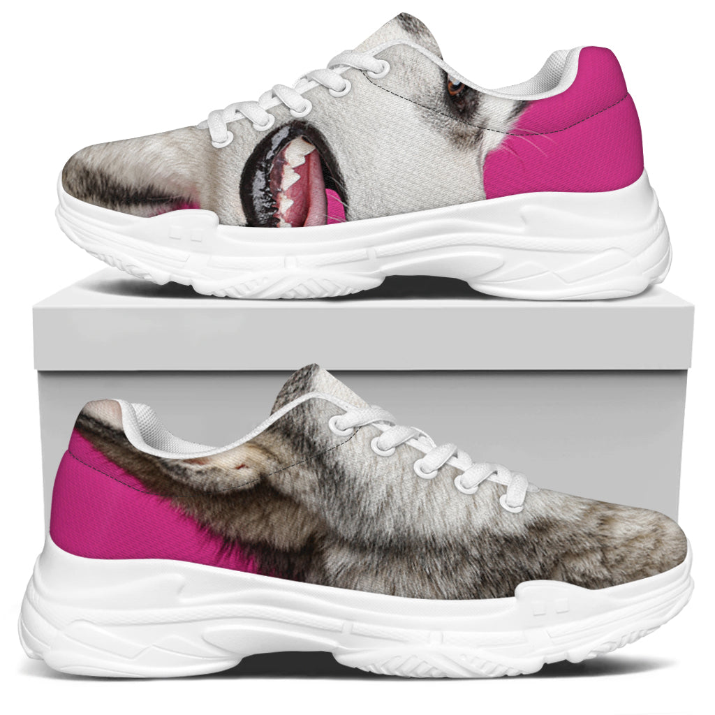 Cute Alaskan Malamute Print White Chunky Shoes