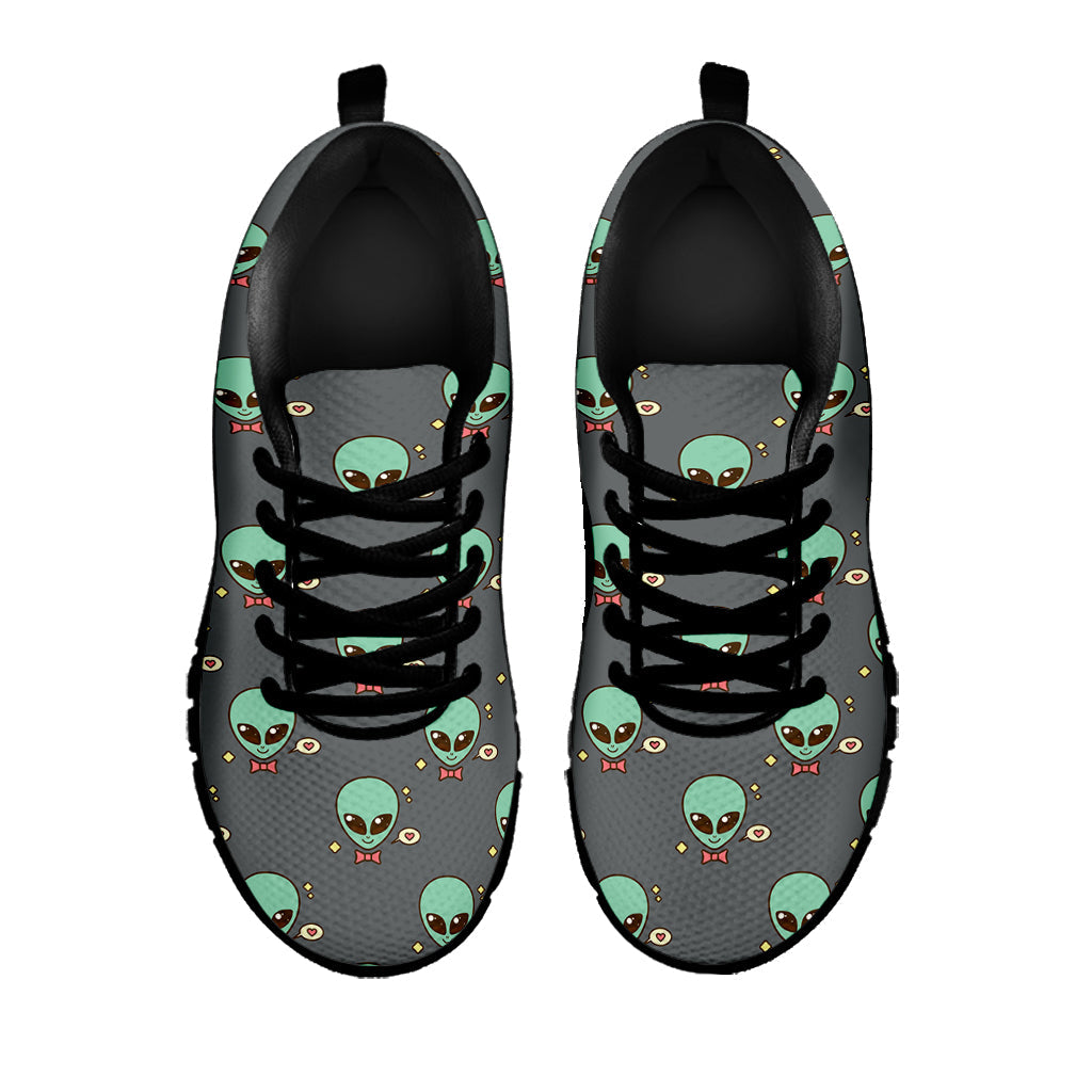 Cute Alien With Bow Tie Print Black Running Shoes