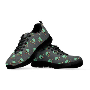 Cute Alien With Bow Tie Print Black Running Shoes