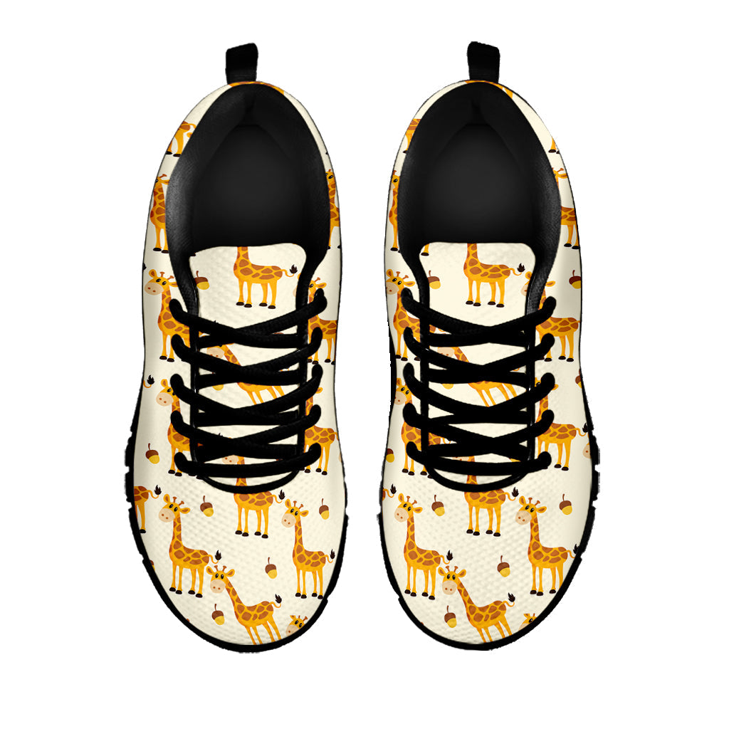 Cute Baby Giraffe Pattern Print Black Running Shoes