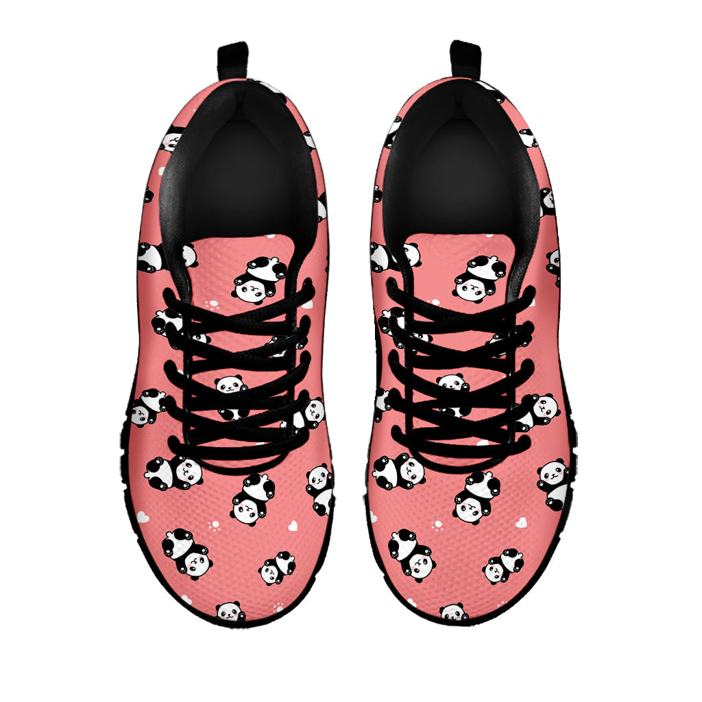 Cute Baby Panda Pattern Print Black Running Shoes