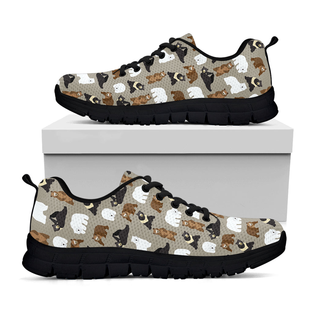 Cute Bear Pattern Print Black Running Shoes