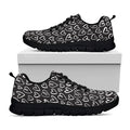 Cute Black And White Heart Pattern Print Black Running Shoes