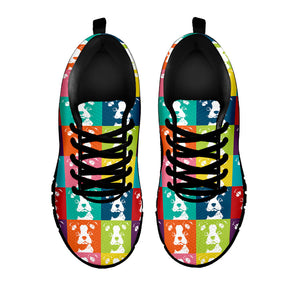 Cute Boston Terrier Faces Print Black Running Shoes