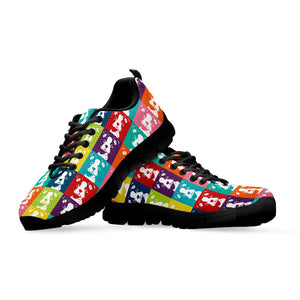 Cute Boston Terrier Faces Print Black Running Shoes