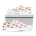 Cute Brown Bear Pattern Print White Low Top Sneakers