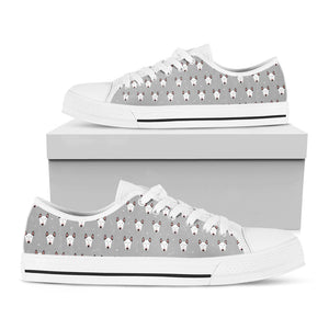 Cute Bull Terrier Faces Pattern Print White Low Top Sneakers