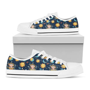 Cute Cartoon Aquarius Pattern Print White Low Top Sneakers