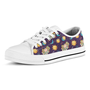 Cute Cartoon Aries Pattern Print White Low Top Sneakers