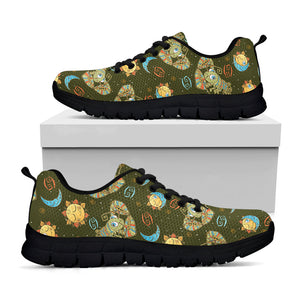 Cute Cartoon Cancer Pattern Print Black Running Shoes