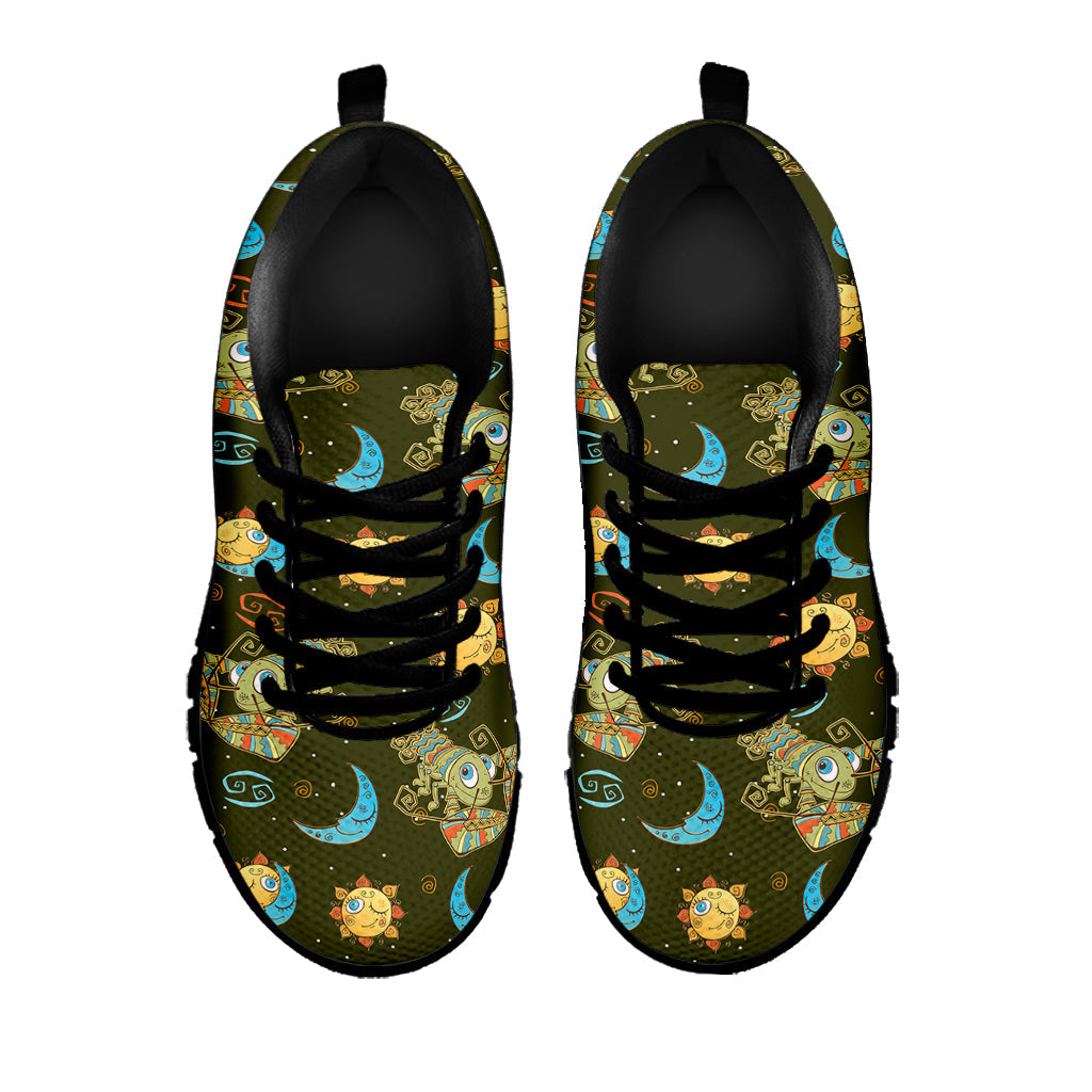 Cute Cartoon Cancer Pattern Print Black Running Shoes