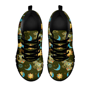 Cute Cartoon Cancer Pattern Print Black Running Shoes