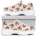 Cute Cartoon Nurse Pattern Print White Chunky Shoes