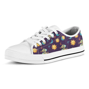 Cute Cartoon Pisces Pattern Print White Low Top Sneakers