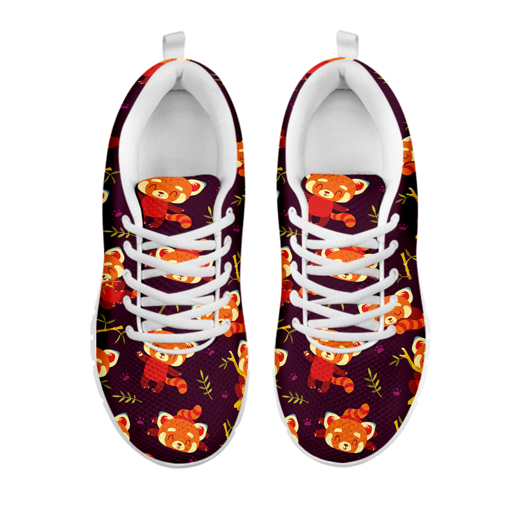 Cute Cartoon Red Panda Pattern Print White Running Shoes