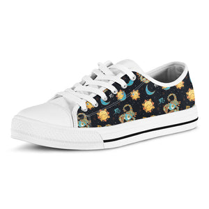 Cute Cartoon Scorpio Pattern Print White Low Top Sneakers