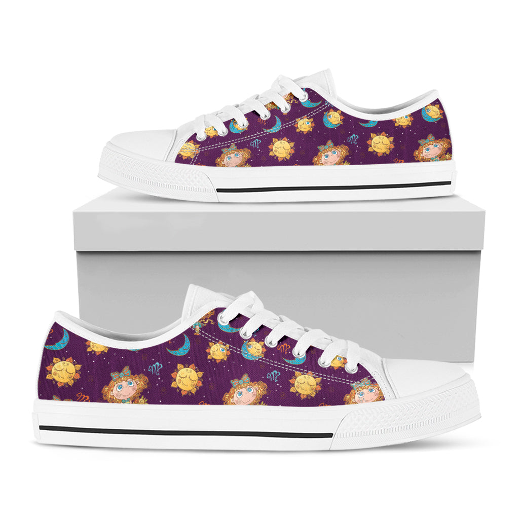 Cute Cartoon Virgo Pattern Print White Low Top Sneakers