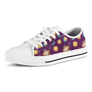 Cute Cartoon Virgo Pattern Print White Low Top Sneakers