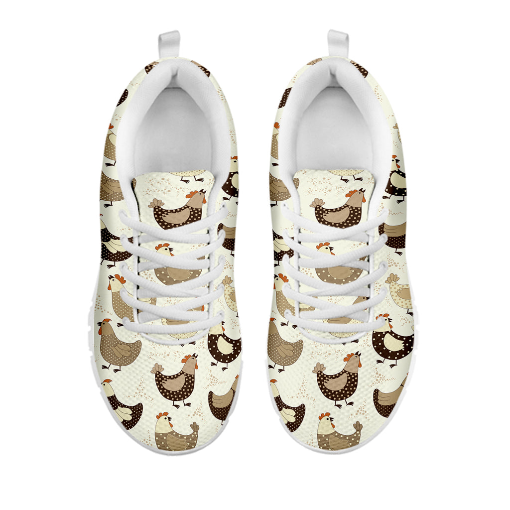 Cute Chicken Pattern Print White Running Shoes