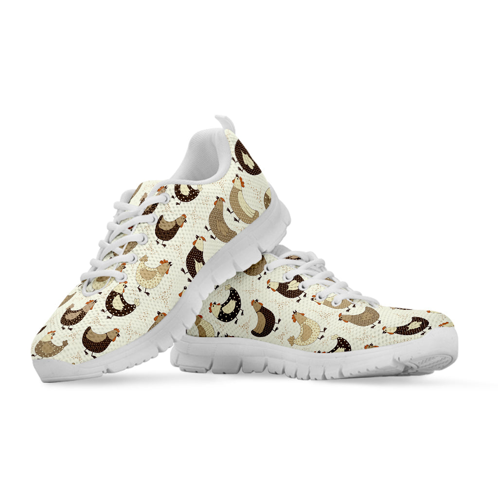 Cute Chicken Pattern Print White Running Shoes