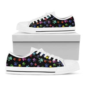 Cute Dino Footprint Pattern Print White Low Top Sneakers