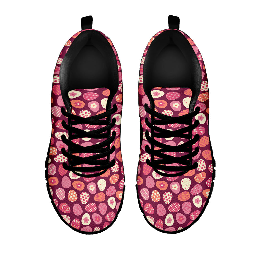 Cute Easter Eggs Pattern Print Black Running Shoes