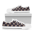 Cute English Bulldog Pattern Print White Low Top Sneakers