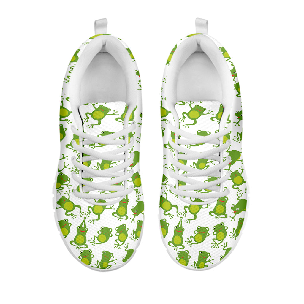 Cute Frog Pattern Print White Running Shoes